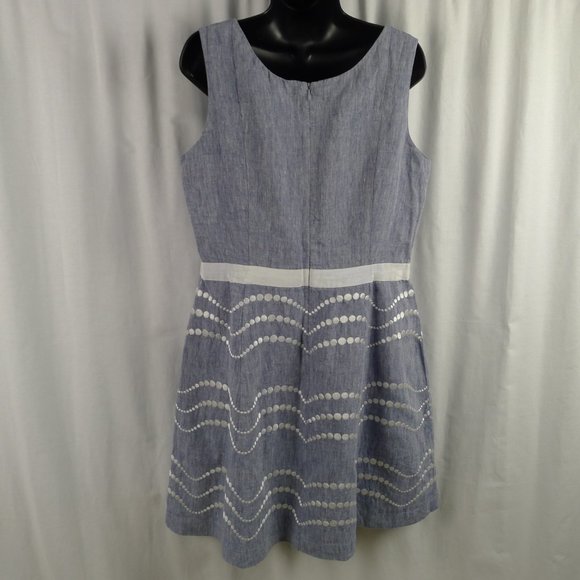 Boden Chambray Linen Sleeveless Fit N Flare Dress - Picture 2 of 6